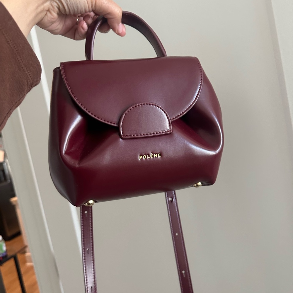 Polene Número Un Nano Burgundy Leather Mini Bag
